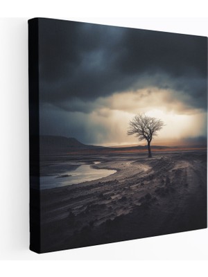 Painted Anarchy Solitary Strength Kanvas Tablo - Fırtına, Yüksek Kaliteli Kanvas Tablo, Solitary Strength Ev Dekorasyonu, Lone Tree Duvar Dekorasyonu, 30X30