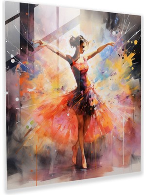 Painted Anarchy Balerin Düşleri Cam Baskı - Balerin, Sahne, Duvar Süslemesi, Ev Dekorasyonu, 30X30