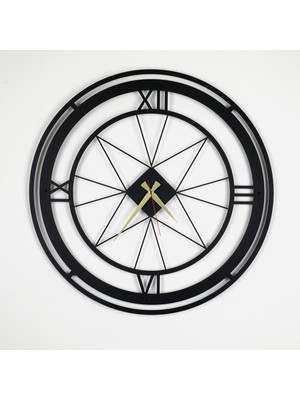 Decovienotr Metal Modern Çizgili Dairesel Ev ve Ofis Duvar Saati ( 60 cm x 60 cm )