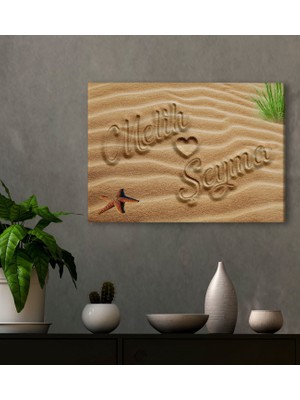 Bk Gift Kişiye Özel Aşkını Kumsala Yazdım Kanvas TABLO-1(30X50), Sevgiliye Hediye, Doğum Günü Hediyesi