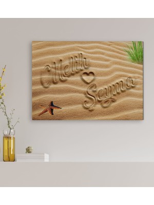 Bk Gift Kişiye Özel Aşkını Kumsala Yazdım Kanvas TABLO-1(50X70), Sevgiliye Hediye, Doğum Günü Hediyesi