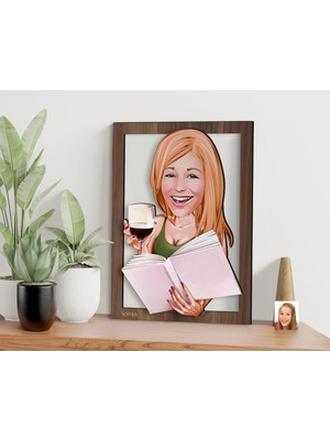 Bk Gift Kişiye Özel Kadın Karikatürlü 3D Ahşap TABLO-100, Arkadaşa Hediye, Karikatürlü Tablo