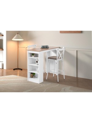 Erezoğulları Mobilya Vista Eylül Bar Raflı Mutfak Masa Takımı 50x120