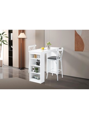 Erezoğulları Mobilya Vista Eylül Bar Raflı Mutfak Masa Takımı 50x120