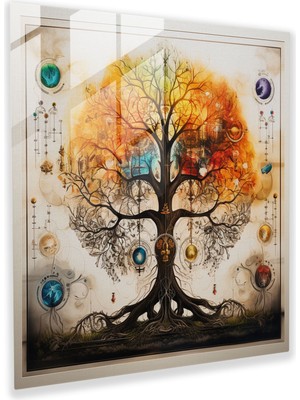 Painted Anarchy Sembolik Hayat Ağacı Cam Baskı - Hayat Ağacı, Cam Tablo, Cam Baskı, Hayat Ağacı, 30X30