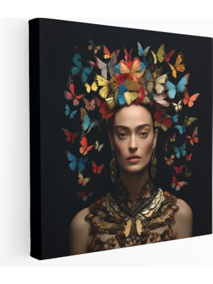 Painted Anarchy Frida Kahlo Kanvas Tablo - Frida Kahlo, Gerçeküstü Sanat Eseri, Kelebekler, Dönüşüm, 30X30