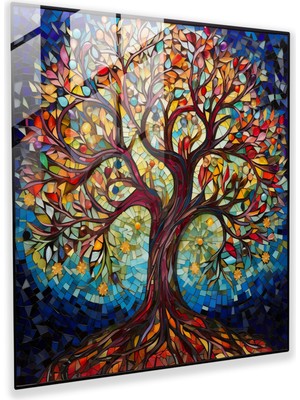 Painted Anarchy Hayat Ağacı Cam Baskı - Vitray Mozaik - Hayat Ağacı, Cam Baskı, Hayat Ağacı, Cam Duvar Tablosu, 30X30
