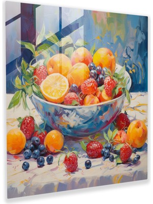 Painted Anarchy Natürmort Cam Baskı: Yaz Meyveleri - Natürmort, Modern Sanat, Duvar Süslemesi, Natürmort, 30X30