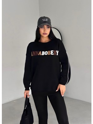 Trikom Kadın Ayıcık Nakışlı Kolları Fermuarlı Sweatshirt