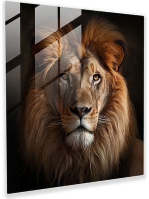 Painted Anarchy Fotogerçekçi Cam Baskı - Görkemli Aslan'ın Detaylı Portresi - Portre, Portre, Fotogerçekçi Fotoğraf, Görkemli Aslan, 30X30