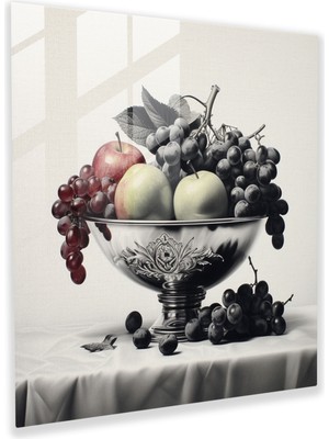 Painted Anarchy Natürmort Cam Baskı - Monokromatik Hasat - Natürmort, Taze Toplanmış Meyveler, Cam Duvar Sanatı, Ev Dekorasyonu, 30X30