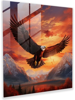 Painted Anarchy Kırmızı Hint Cam Baskı - Görkemli Kartal Yükselen Gün Batımı - Kızıl Hint, Kızıl Hint, Cam Sanatı, Görkemli Kartal, 30X30