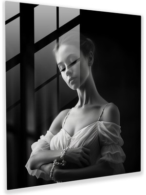 Painted Anarchy Zamansız Balerin Cam Baskı - Monokrom Cam Tablo, 30X30