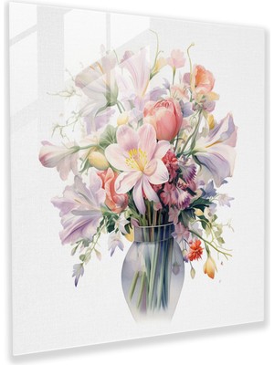 Painted Anarchy Natürmort Cam Baskı: Narin Çiçekler - Natürmort, Natürmort, Narin Fırça Darbeleri, Cam Duvar Sanatı, 30X30