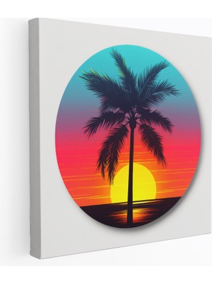 Painted Anarchy Palmiye Ağacı Gün Batımı Kanvas Tablo - Gün Batımı, Gün Batımı Duvar Süslemesi, Duvar Dekorasyonu, Palmiye Ağacı Gün Batımı Kanvas Tablo, 30X30