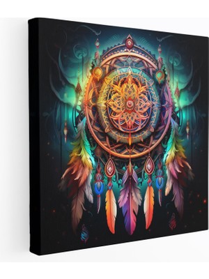 Painted Anarchy Kırmızı Hint Duvar Sanatı: Karmaşık Dreamcatcher - Kızıl Hint, Duvar Sanatı, Kanvas Duvar Sanatı, Canlı Renkler, 30X30