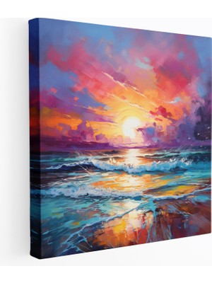 Painted Anarchy Gün Batımı Kanvas Tablo - Renkli Soyut Duvar Tablosu - Gün Batımı, Tonlar, Renkli, Kanvas Tablo, 30X30