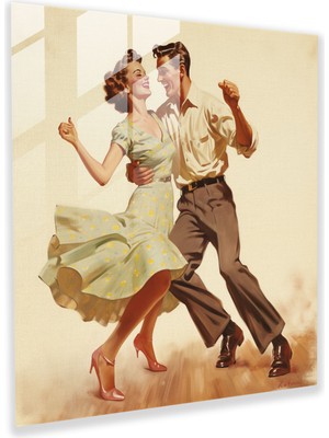 Painted Anarchy Retro Jitterbug Cam Baskı - Retro, Cam Duvar Sanatı, Cam Sanatı, Jitterbug, 30X30