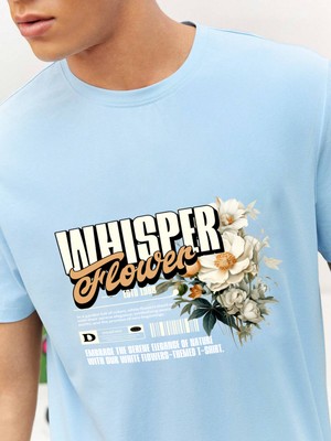 Dogfish Sevgili Kombini Çift Whisper Flower Streetwear Design Baskılı Oversize Pamuk T-Shirt 2'li