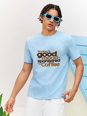 Dogfish Sevgili Kombini Çift Good Mood With Coffee Typography Baskılı Oversize Pamuk T-Shirt 2'li