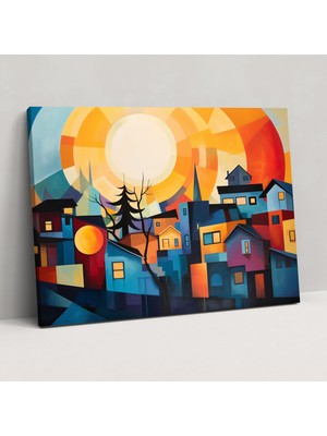 Painted Anarchy Banliyö Gün Batımı Kanvas Tablo - Harlem, Kanvas Tablo, Ev Dekorasyonu, Modern Soyut Resim, 50X30