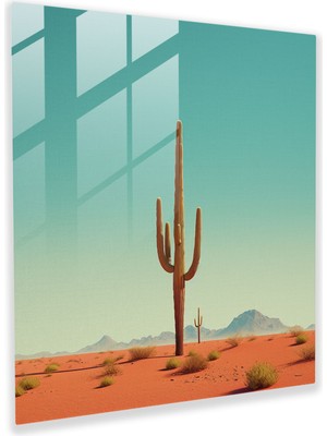 Painted Anarchy Desert Oasis Cam Baskı - Çöl, Modern Sanat, Tek Kaktüs, Duvar Süslemesi, 30X30