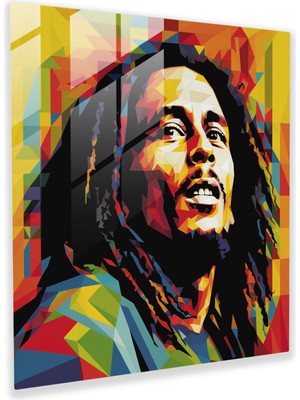 Painted Anarchy Bob Marley Cam Baskı - Bob Marley, Renkli Geometrik Şekiller, Modern Sanat, Bob Marley, 30X30