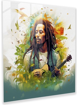 Painted Anarchy Bob Marley Cam Baskı - Dijital Sanat - Bob Marley, Bob Marley, Cam Duvar Sanatı, Cam Sanatı, 30X30