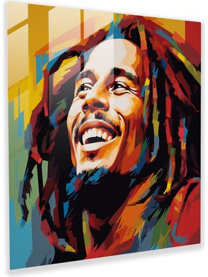 Painted Anarchy Bob Marley Cam Baskı - Pop Art Tarzı Portre - Bob Marley, Portre, Modern Sanat, Ev Dekorasyonu, 30X30