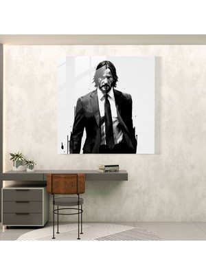 Painted Anarchy John Wick Minimalist Cam Baskı - John Wick, Ev Dekorasyonu, Cam Baskı, Modern Sanat, 30X30