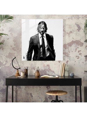 Painted Anarchy John Wick Minimalist Cam Baskı - John Wick, Ev Dekorasyonu, Cam Baskı, Modern Sanat, 30X30