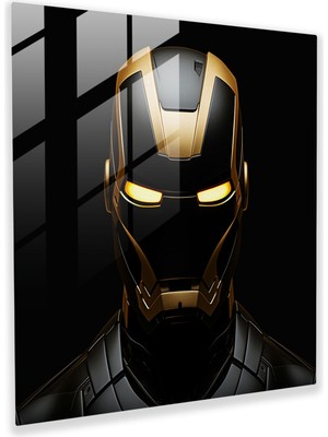 Painted Anarchy Marvel Iron Man Minimalist Cam Baskı - Marvel, Cam Baskı, Modern Sanat, Cam Duvar Sanatı, 30X30