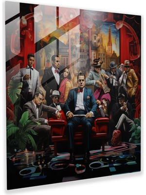 Painted Anarchy Goodfellas Cam Duvar Sanatı - Goodfellas, Ikonik Mafya Sahneleri, Hayal Gücü, Modern Sanat, 30X30