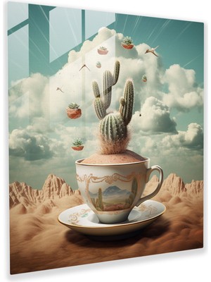 Painted Anarchy Çay Fincanı Kaktüs Cam Baskı - Kaktüs, Cam Sanatı, Modern Sanat, Kaktüs, 30X30