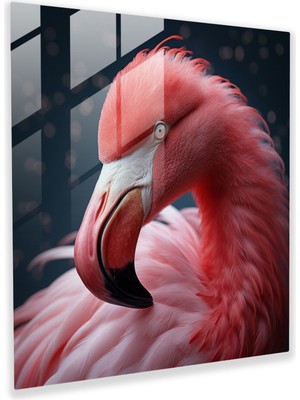Painted Anarchy Zarif Tüylü Flamingo Cam Baskı - Flamingo, Duvar Süslemesi, Cam Baskı, Ev Dekorasyonu, 30X30