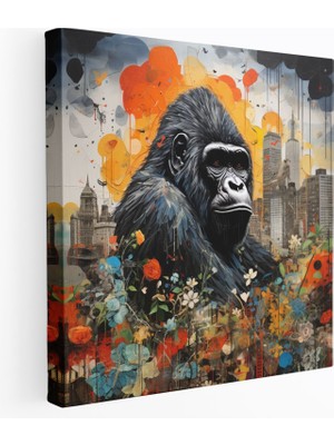 Painted Anarchy Goril Kanvas Tablo Tablo - Goril, Kolaj Elemanları, Goril, Dünyaların Karışımı, 30X30
