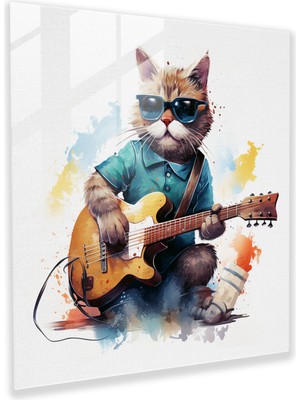 Painted Anarchy Havalı Kedi Serenadı Cam Baskı - Havalı, Modern Sanat, Havalı Kedi, Sanatsal Unsur, 30X30