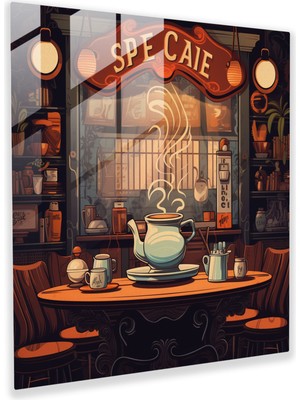 Painted Anarchy Coffee Haven - Cam Duvar Sanatı - Kahve, Retro Esintili Illüstrasyon, Duvar Dekorasyonu, Rahat Atmosfer, 30X30