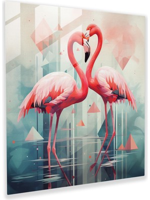 Painted Anarchy Geometrik Flamingolar Cam Baskı - Flamingo, Ev Dekorasyonu, Çağdaş Yorum, Cam Baskı, 30X30