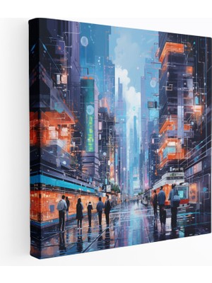 Painted Anarchy Havalı Fütüristik Şehir Kanvas Tablo - Havalı, Kanvas, Havalı, Şehir Manzarası Tablosu, 30X30