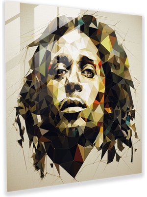 Painted Anarchy Bob Marley Cam Baskı - Geometrik Sanat Kompozisyonu - Bob Marley, Duvar Dekorasyonu, Modern Sanat, Karmaşık Şekiller, 30X30