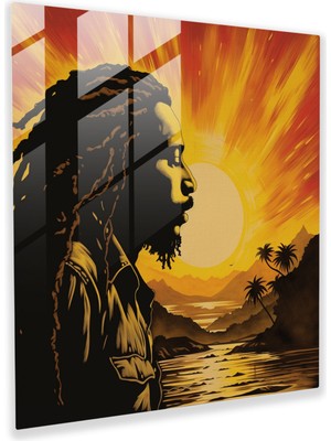 Painted Anarchy Bob Marley Gün Batımı Cam Baskı - Bob Marley, Cam Duvar Sanatı, Ev Dekorasyonu, Gün Batımı Fonu, 30X30