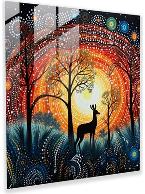 Painted Anarchy Aborijin Rüya Zamanı Cam Baskı - Aborijin, Rüya Zamanı Sahnesi, Cam Duvar Sanatı, Duvar Dekorasyonu, 30X30