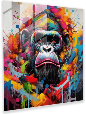 Painted Anarchy Gorilla Sokak Sanatı Cam Baskı - Goril, Soyut Şekiller, Kentsel Stil, Cam Baskı, 30X30