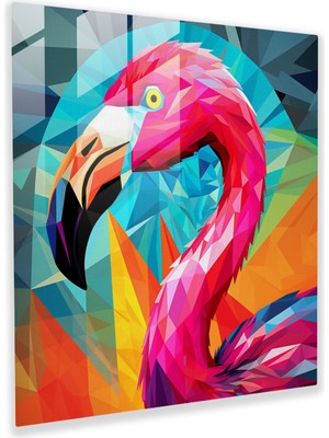 Painted Anarchy Flamingo Cam Baskı - Cesur Geometrik Pop Art - Flamingo, Cam Duvar Sanatı, Cam Sanatı, Flamingo, 30X30