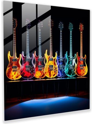 Painted Anarchy Metallica Gitar Vibrance Cam Baskı - Metallica, Modern Sanat, Cam Baskı, Ev Dekorasyonu, 30X30