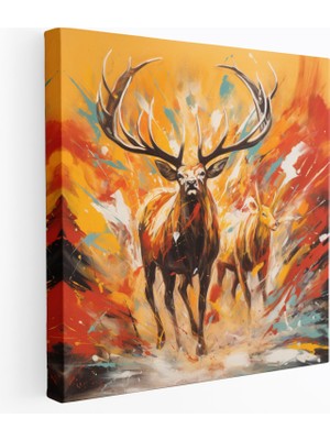 Painted Anarchy Elk Duvar Sanatı - Soyut Akrilik Tablo - Yüksek Kaliteli Kanvas Tablo - Elk, Elk, Duvar Sanatı, Soyut Akrilik Resim, 30X30