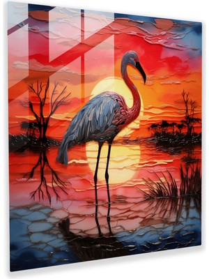 Painted Anarchy Flamingo Siluet Cam Baskı - Flamingo, Cam Sanatı, Zarif, Flamingo, 30X30