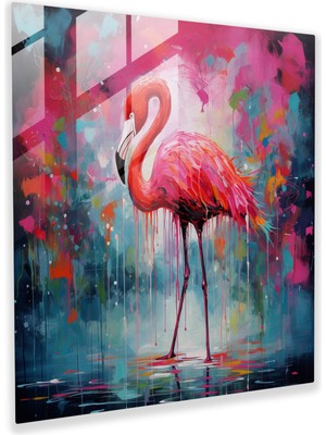 Painted Anarchy Soyut Flamingo Cam Baskı - Flamingo, Cam Baskı, Cam Duvar Tablosu, Akrilik, 30X30