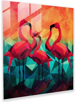 Painted Anarchy Geometrik Siluet Flamingo Cam Baskı - Flamingo, Siluetler, Cam Baskı, Cam Sanatı, 30X30